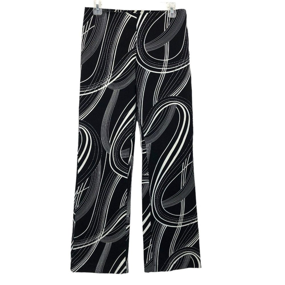Vintage Haven Bleu B/W Flare Pants sz 6 Psychedelic Y2K